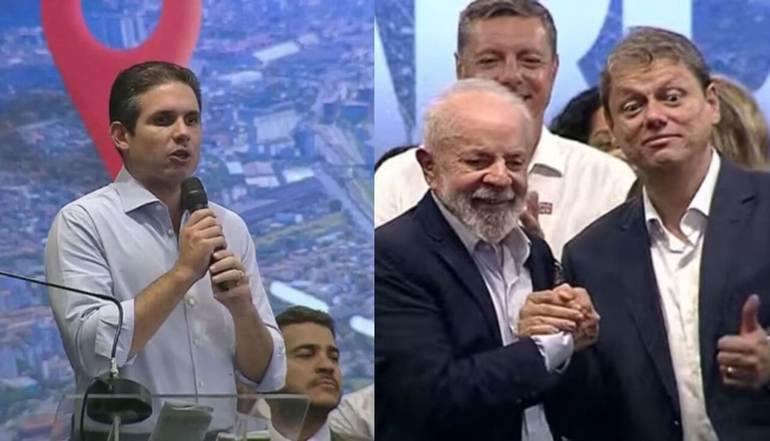 Hugo Motta elogia união entre Tarcísio e Lula no lançamento do túnel Santos-Guarujá