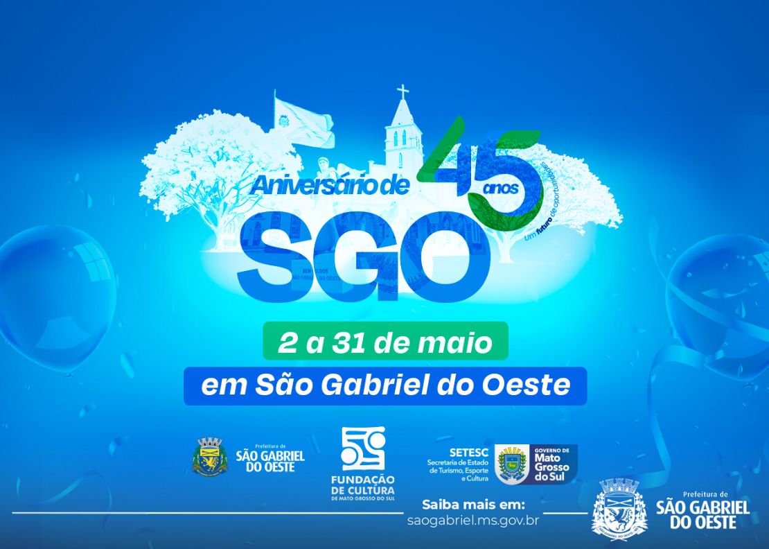 São Gabriel do Oeste comemora 45 anos de história, conquistas e desenvolvimento