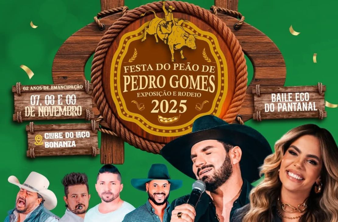 Pedro Gomes celebra 62 anos com programação oficial repleta de atrações culturais, Rodeio e Shows