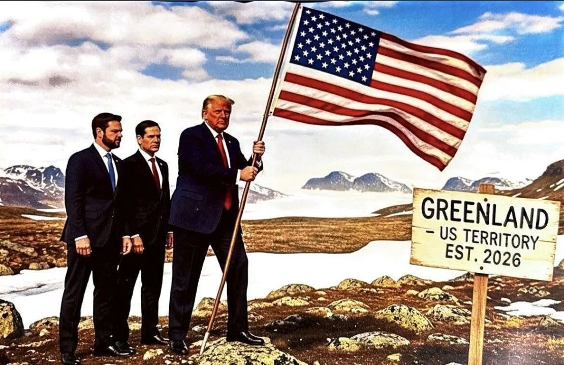 Trump publica imagem de IA cravando bandeira dos EUA na Groenlândia