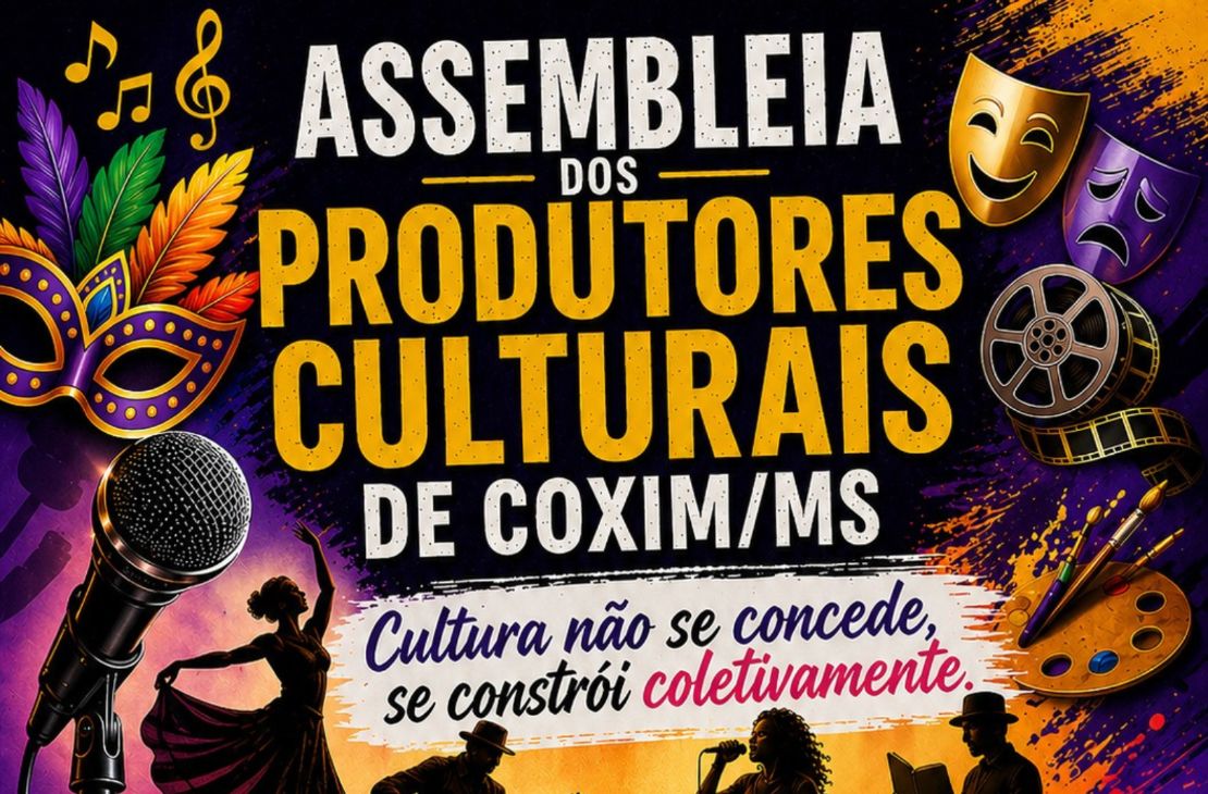 Assembleia dos Produtores Culturais de Coxim é convocada para o dia 15 de maio