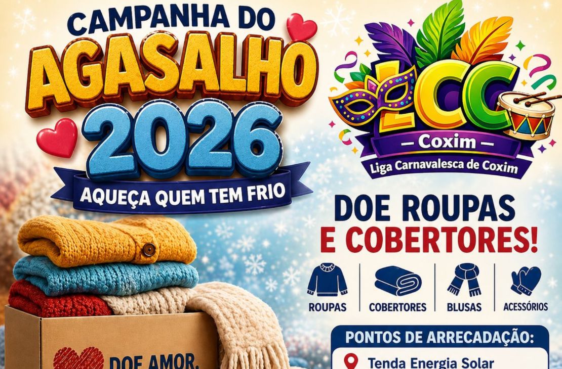 Com ação solidária, Liga Carnavalesca de Coxim promove Campanha do Agasalho 2026