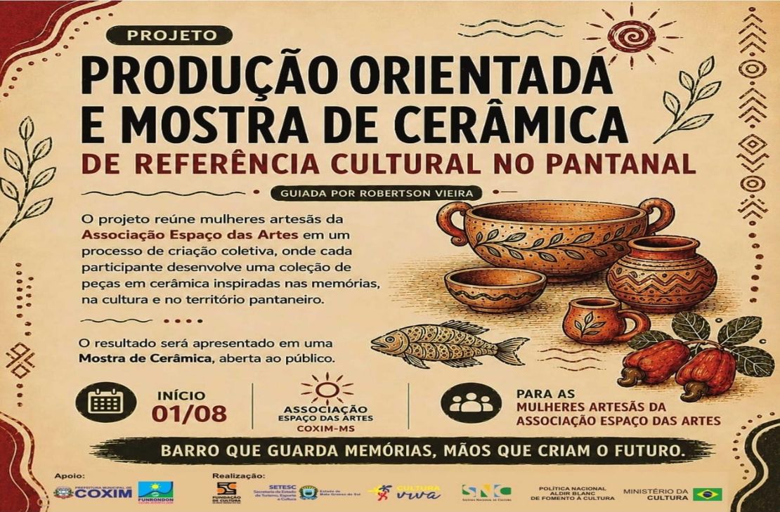Projeto fortalece a cerâmica de referência cultural no Pantanal e valoriza o protagonismo de mulheres artesãs em Coxim