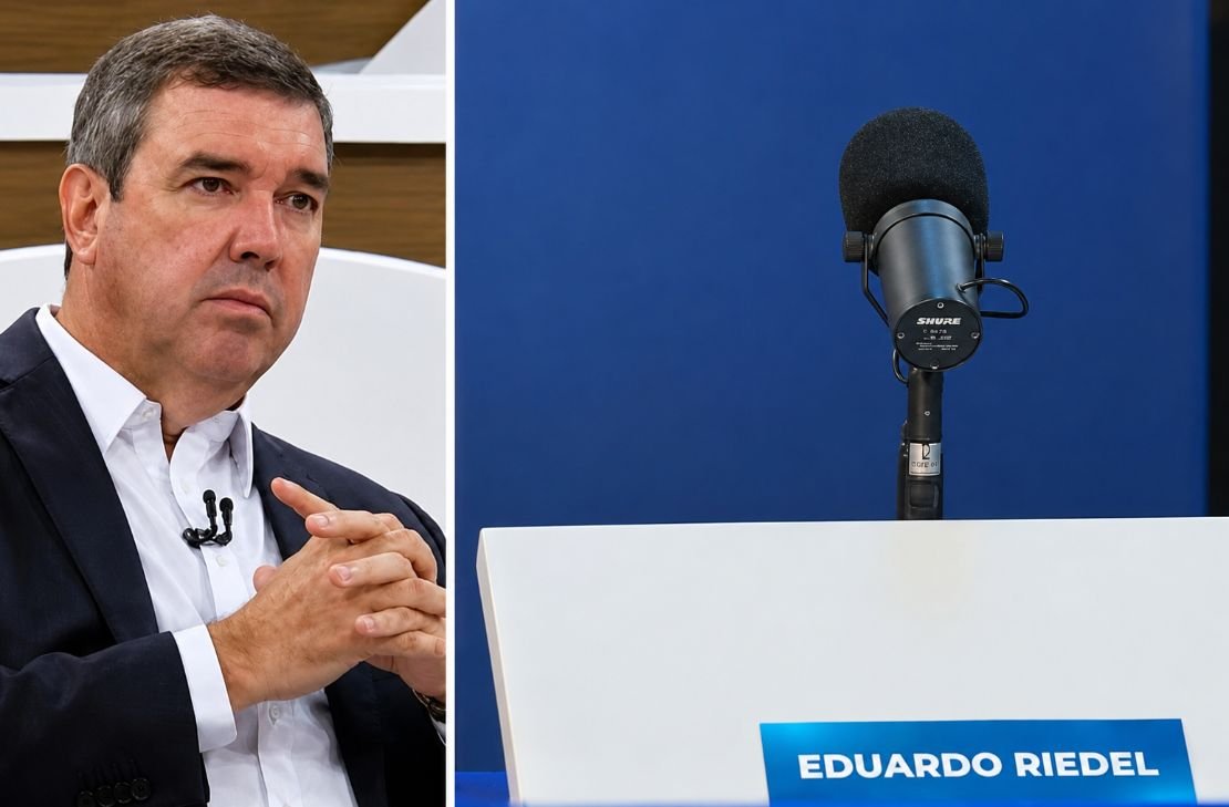 Sete candidatos no debate, uma cadeira vazia: Riedel fica fora do primeiro confronto eleitoral