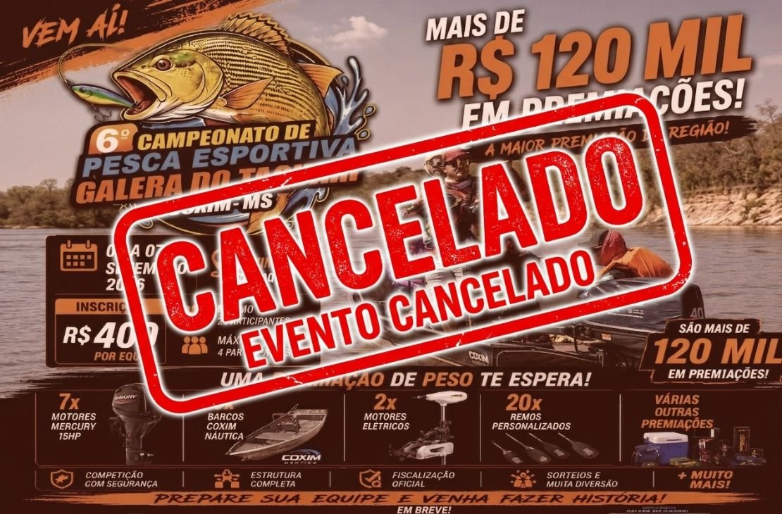 Campeonato de Pesca é adiado na véspera após Prefeitura formalizar parceria de R$ 149,6 mil