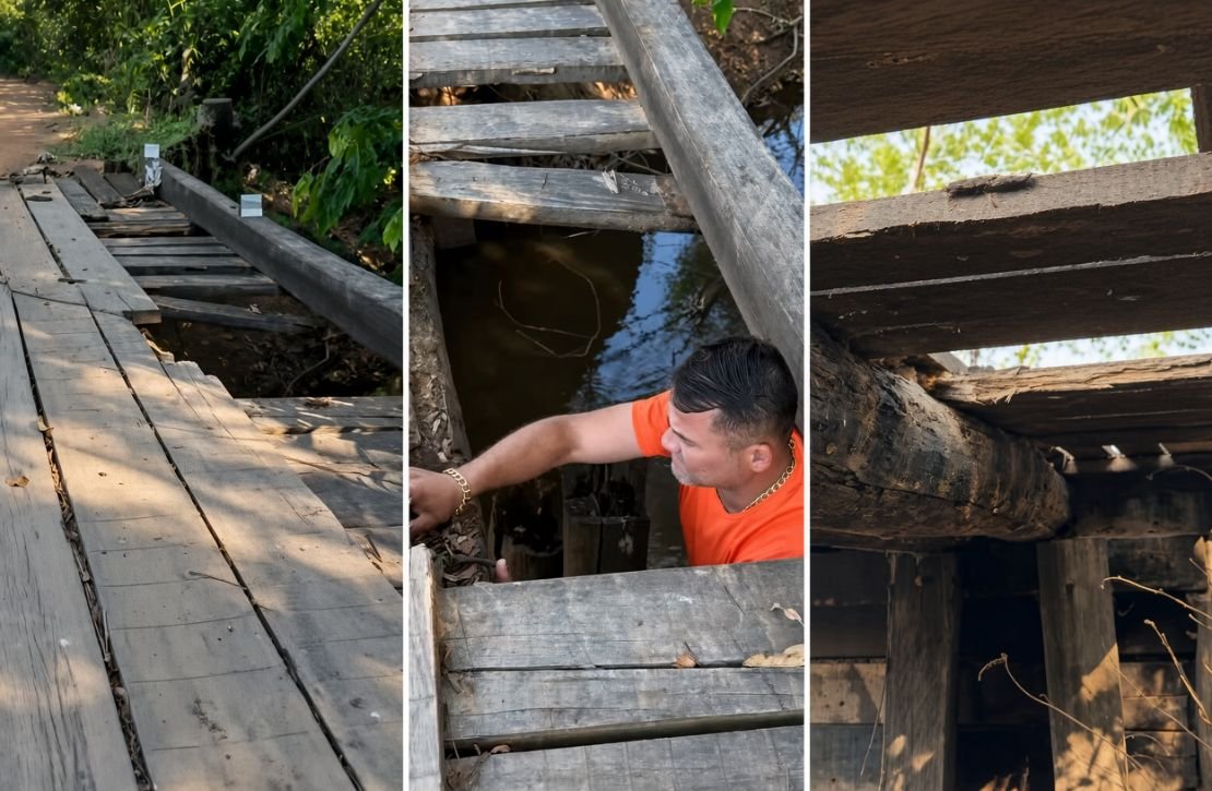 Maurício Helpis solicita manutenção urgente em ponte da região da Xiboca