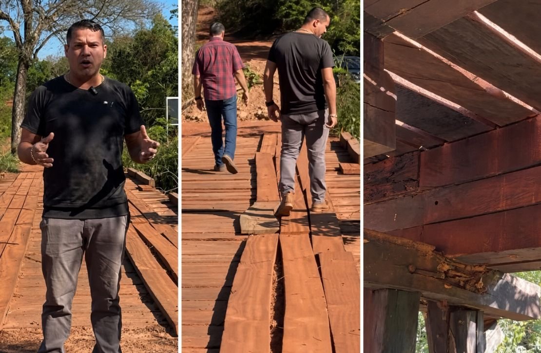 Fiscalização aponta necessidade de avaliação da Ponte do Córrego Fundo, na estrada do Córrego da Pedra