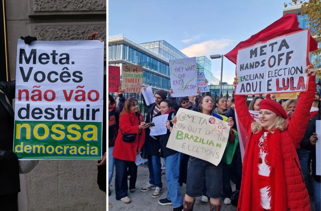Brasileiros protestam em sedes da Meta no exterior contra atuação nas eleições